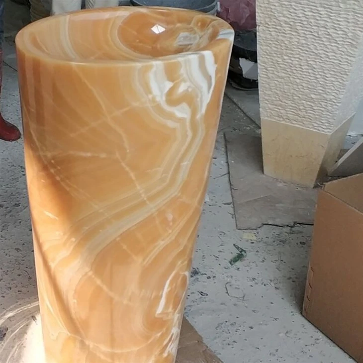 Golden Onyx Marble Solid Sink